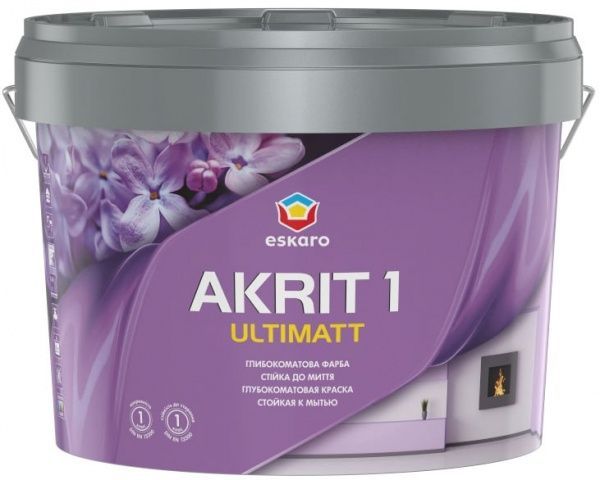 Фарба акрилатна Eskaro Akrit 1 Ultimatt стійка до миття глибокий мат 2,85л 2,85кг 