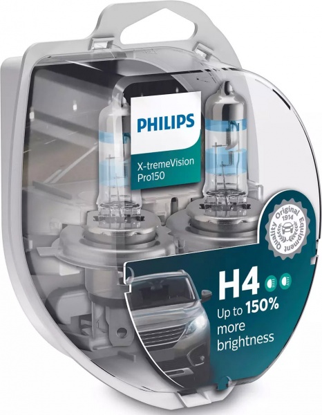 Лампа галогенная Philips X-tremeVision Pro150 12342XVPS2 H4 P43t-38 12В 60/55 Вт 2 шт. 3600 K