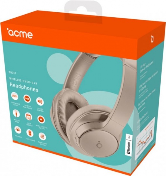 Гарнітура Acme BH317 Wireless over-ear headphones sand (4770070882214) 