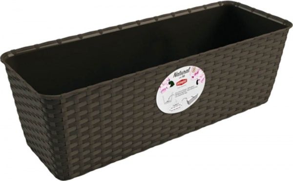 Вазон пластиковий Stefanplast Natural прямокутний 5,3л коричневий (73701) 