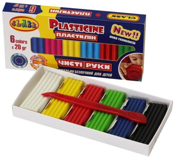 Пластилин Eco Чистые руки Maxi 6 цветов со стеком 7643С CLASS