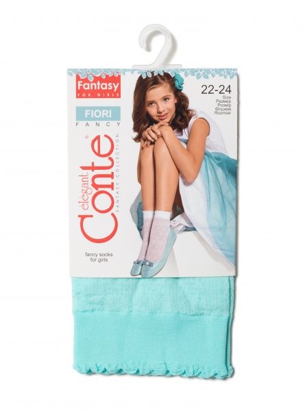 Носки для девочек Conte Elegant нарядные Fiori р.22–24 бирюзовый 