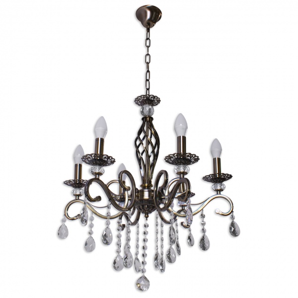 Люстра потолочная Hopfen Mainz 6x60 Вт E14 античная бронза 