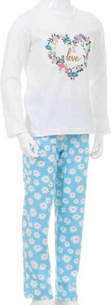 Піжама для дівчаток Danaya B19-121 р.128 білий/блакитний B19-121 