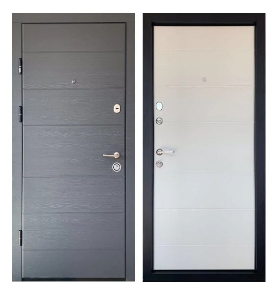 Двері вхідні Міністерство дверей КС-202+ (квартира) грифель горизонт / пломбір горизонт 2050x960мм ліві