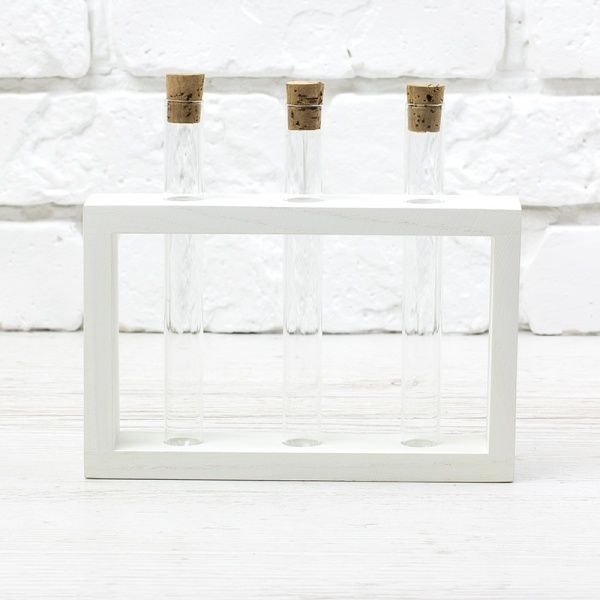 Підставка декоративна Склоприлад із 3 пробірками натуральна