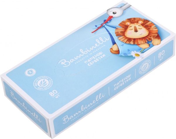 Серветки паперові у коробці Bambinelli (пенал) 80 шт.
