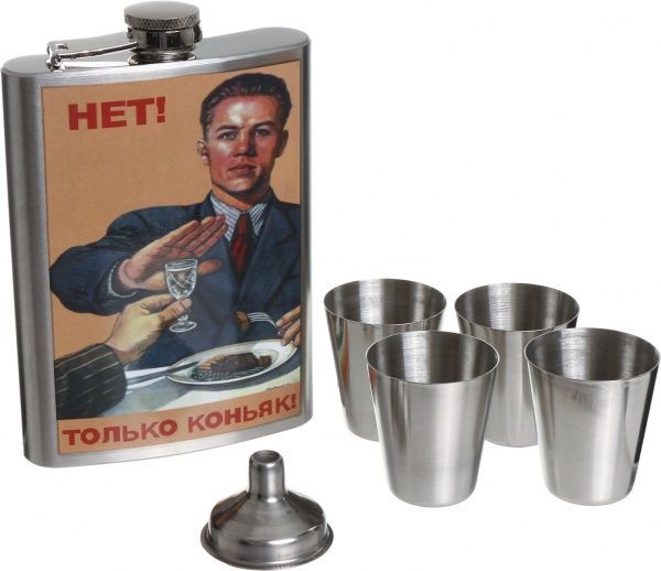 Подарочный набор Фляга, рюмки и воронка F-113
