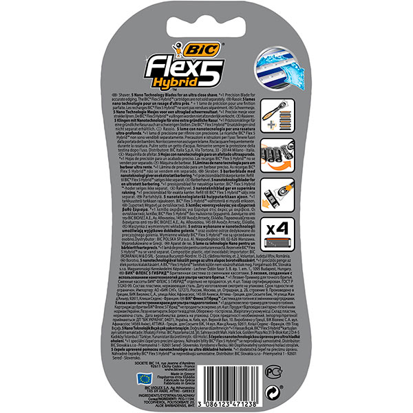 Станки одноразовые BIC Flex 5 Hybrid со сменными картриджами 4 шт.