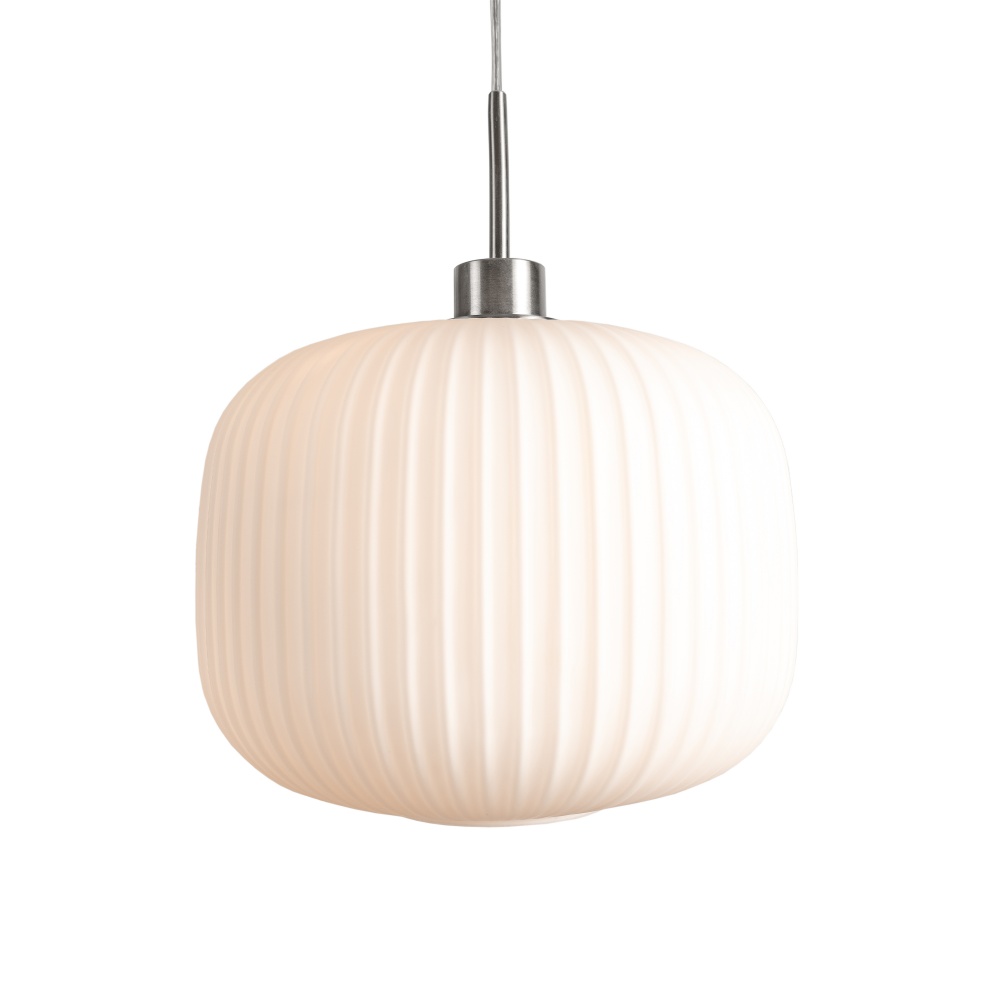 Підвіс Miorro Bravo 120х25 сатин.нікель/білий метал/скло 1x40 Вт E27 білий крем 51-310-008