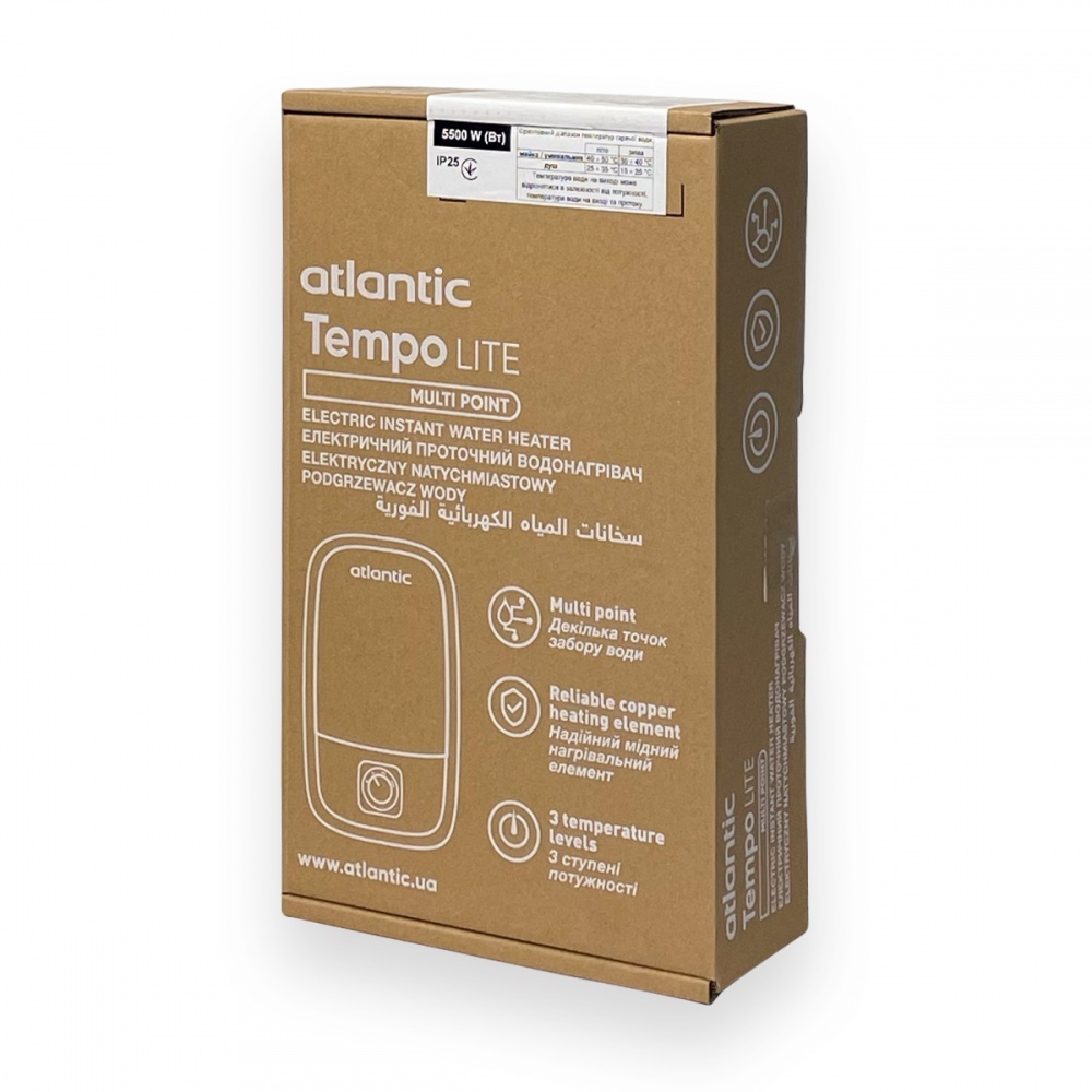Електроводонагрівач проточний Atlantic Tempo Lite Multi IECI-SW2C55 MP 5.5 kW