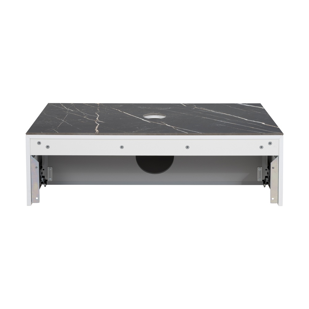 Тумба під умивальник Aqua Rodos MANHATTAN білий мат зі стільницею керамограніт Namibia Black 100 см