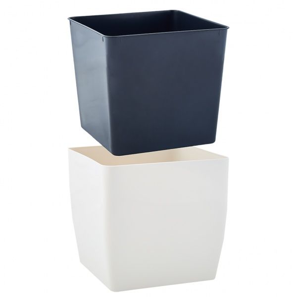 Вазон пластиковий Алеана Квадро низький 27х27х26см квадратний 14л біла троянда 