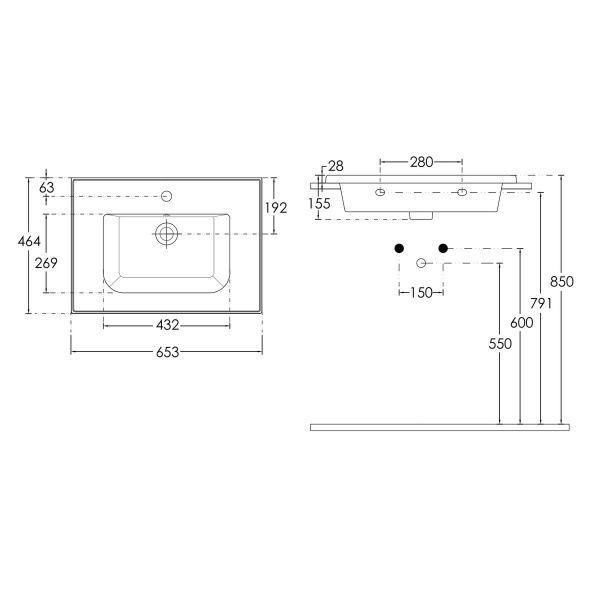 Тумба підвісна Imprese Laska 65 см f3207W з умивальником, біла