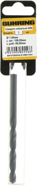 Сверло по металлу Guhring HSS 69x109 мм 7 мм 322041987