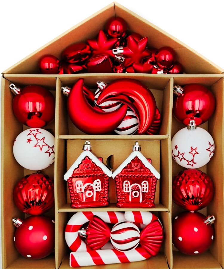 Набір новорічних прикрас Фігурки 24022C/PK-033 червоно-білий