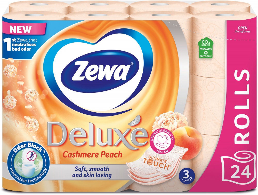 Туалетная бумага Zewa Deluxe персик трехслойная 24 шт.