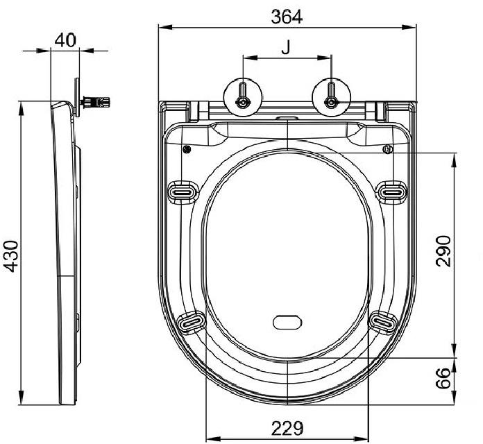 Сиденье для унитаза EGO SOFT CLOSE Quick release 42,5х36 см