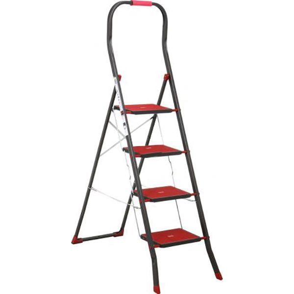 Драбина Eurogold металева 4 східці, з подовженою ручкою D2024HSR