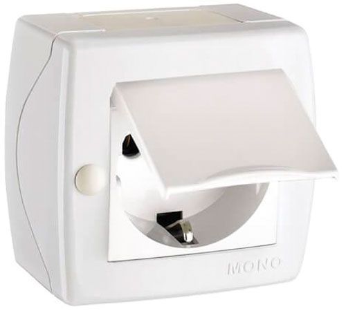 Розетка із заземленням Mono Octans з кришкою білий 104-010107-118