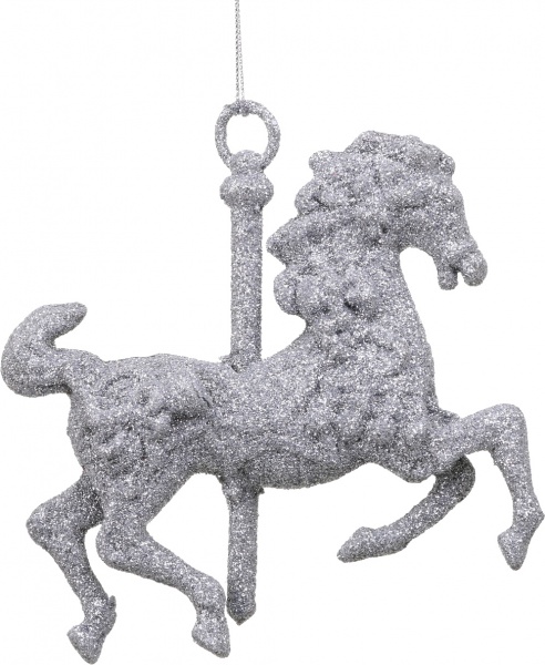 Ялинкова іграшка Коник срібний 13x12x3 см SD22-213 