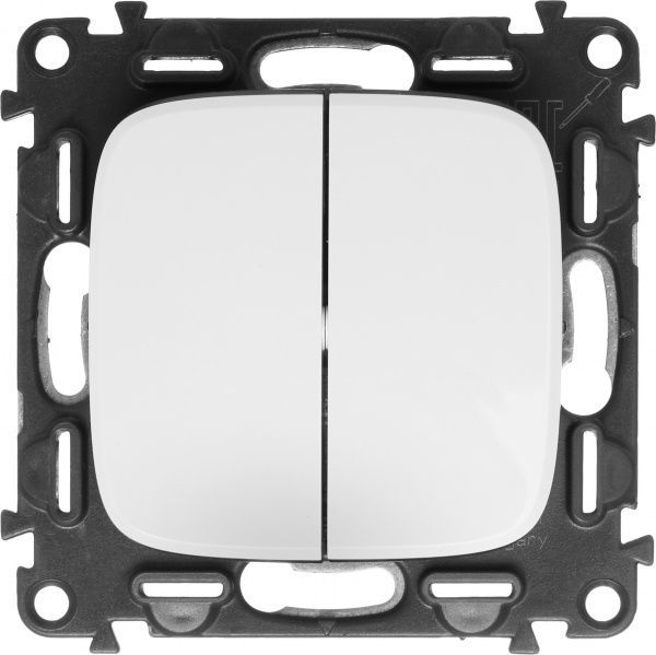 Вимикач прохідний двоклавішний Legrand Allure без підсвітки 10 А 250В білий 752708