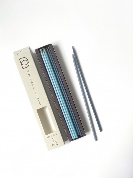 Свічки для торта BB CANDLES мікс блакитний 25 см 12 шт.