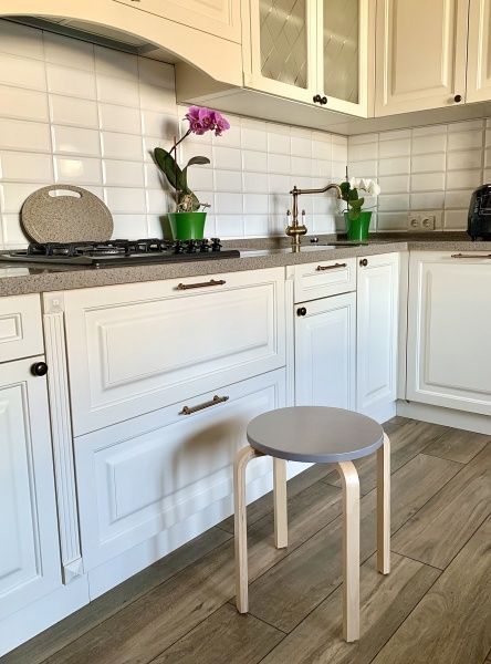 Табурет деревянный 460х350х350 коричневый / серый 