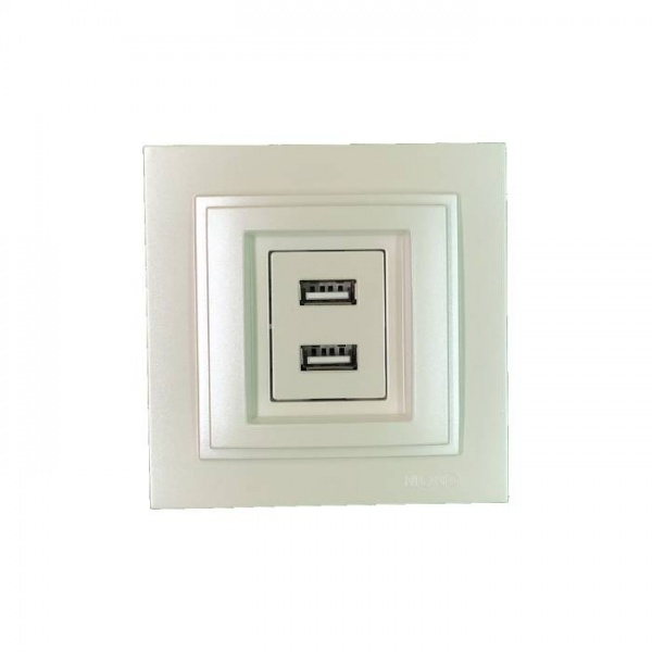Розетка USB двойная Mono Despina IP20 жемчуг 102-252505-178