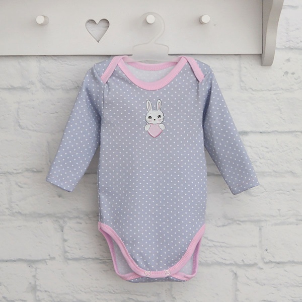 Боди детское для девочки Blanka Зайчик р.68 серый 110145 