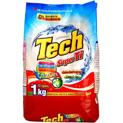 Пральний порошок Tech Super Ti Color Care для кольорових і білих речей 1 кг
