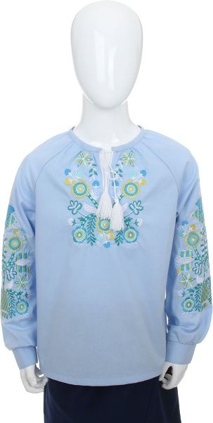 Вышиванка детская Эдельвика р.146 голубой 106-19/09 