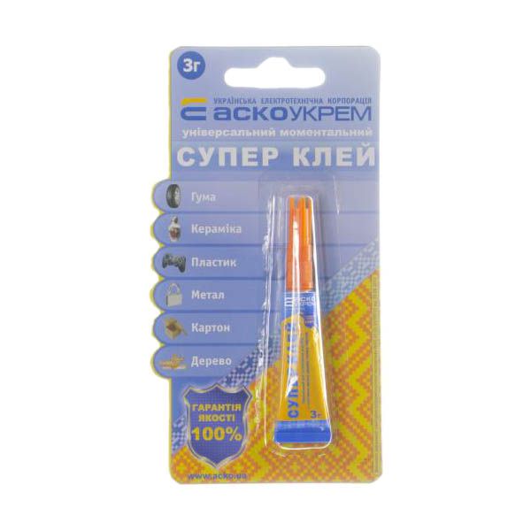 Клей супер Аско универсальный 3 г