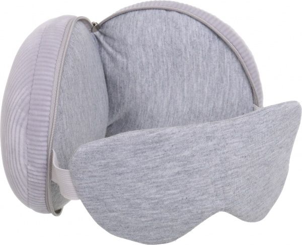 Подушка дорожня кругла з маскою сірій Home Line сірий вельвет