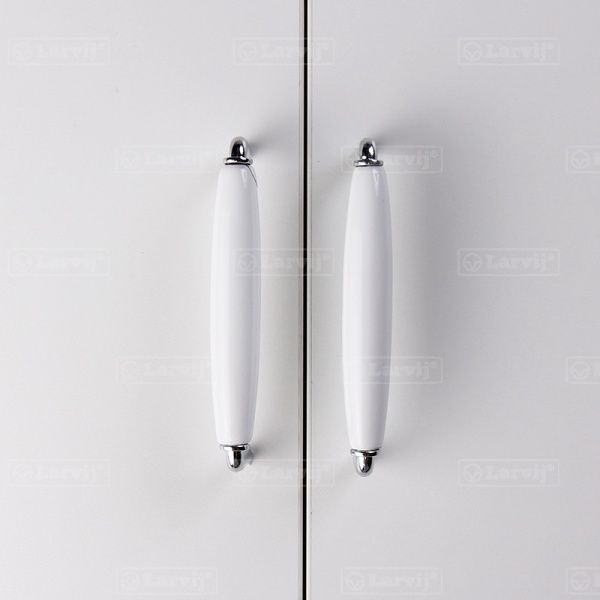 Меблева ручка Мебелева ручка Скоба Larvij L4.003.128WH 128 мм хром/білий Larvij L4.003.128WH 128 мм хром/білий