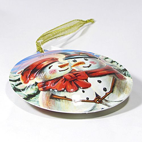 Елочная игрушка шар Снеговики 9 см 