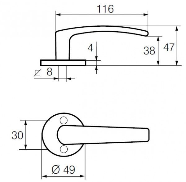 Ручка дверная Abloy POLARITA ZNHCR 16/001 FIN ROUND 40 мм матовый хром
