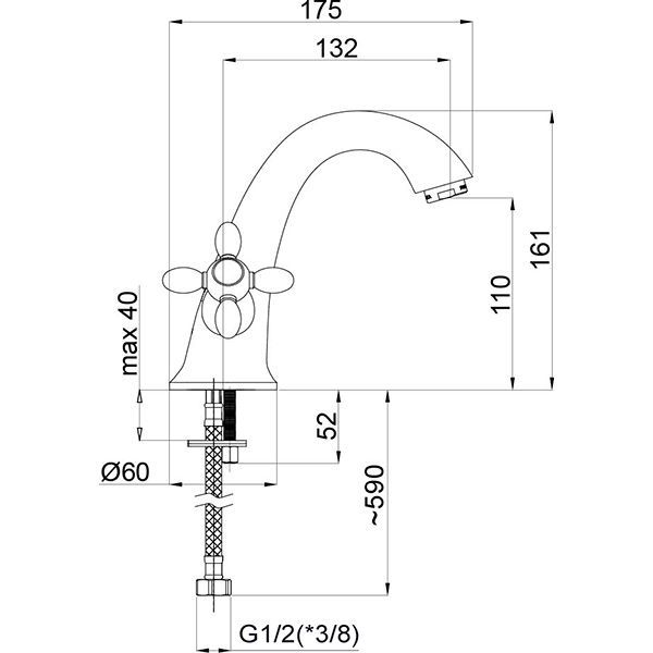 Змішувач для умивальника Rubineta Toscana M20006