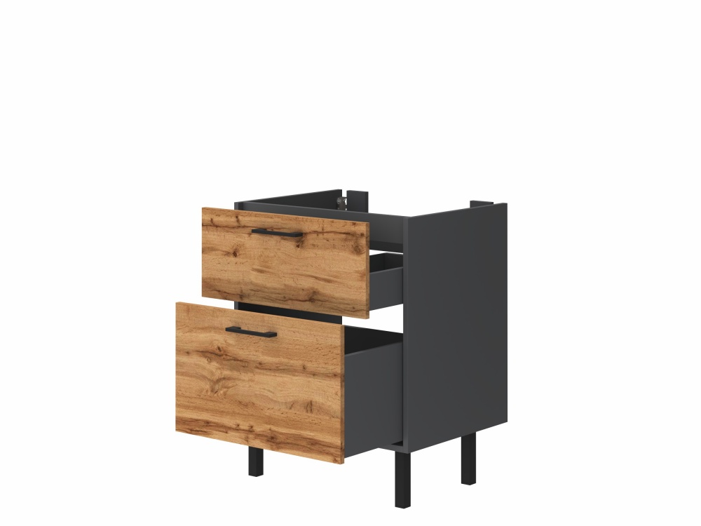 Тумба ЮВЕНТА Afina 60 см антрацит + Дуб Вотан під стільницю або умивальник Piedra 60