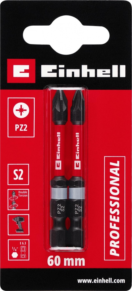 Бита торсионная Einhell 60 мм S2 PZ2 2 шт. 132140