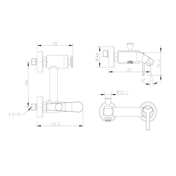 Смеситель для ванны Bravat Waterfall F 673107 C-01
