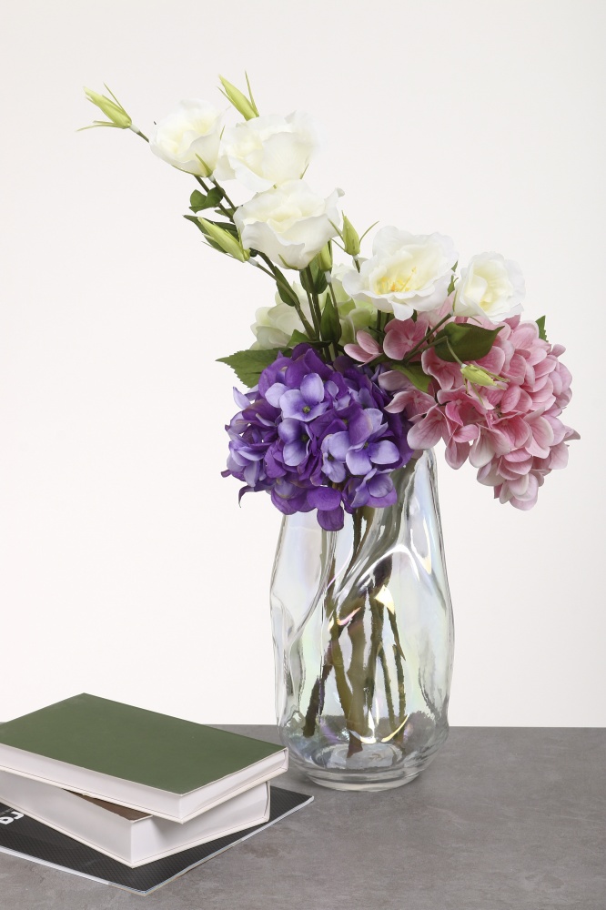 Ваза стеклянная Bumble 27,5 см перламутровая прозрачная JY-23DFX705C