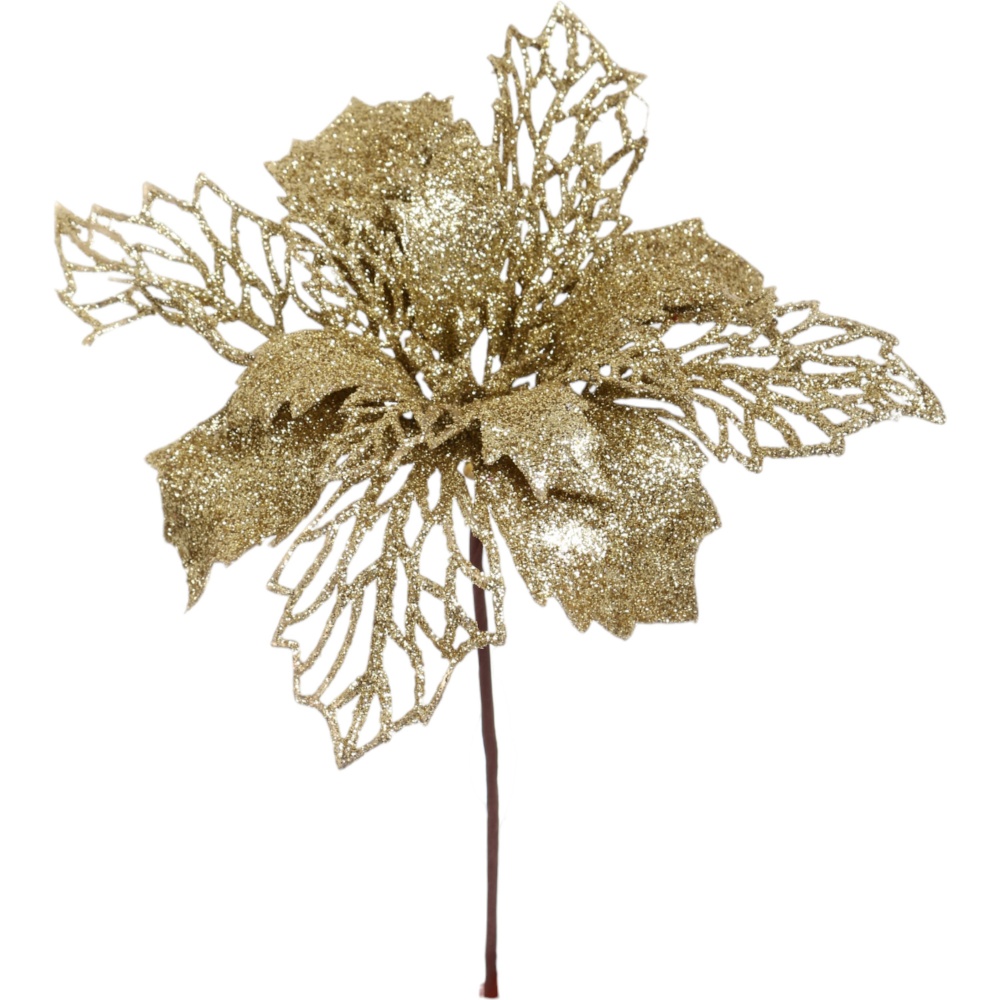 Декорация новогодняя пуансетия классическая 16 см цвет в ассортименте