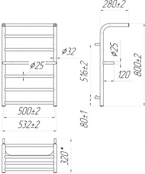 Рушникосушарка водяна Mario Посейдон 800х532/500