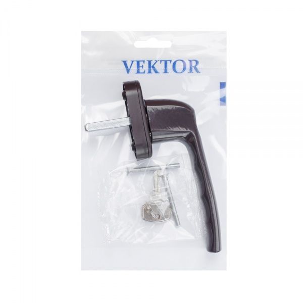 Ручка оконная с ключом коричневая Vektor 