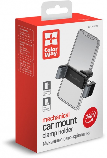 Автотримач ColorWay Clamp Holder чорний