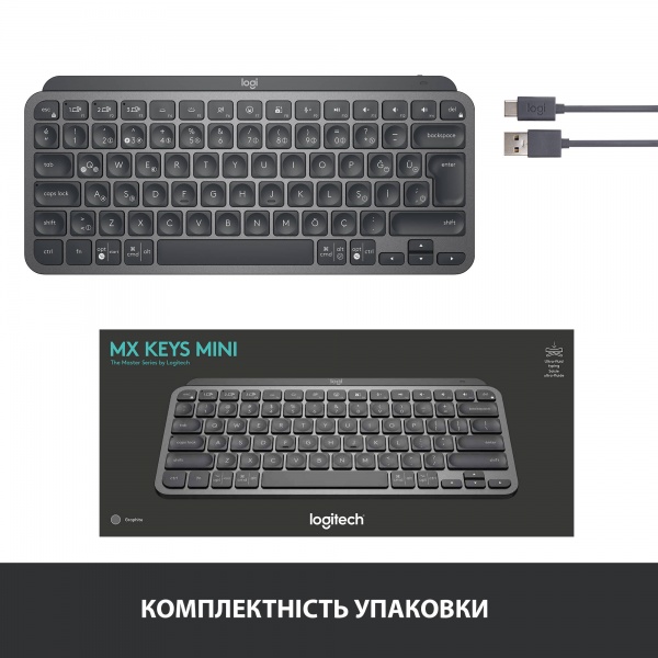 Клавиатура Logitech MX Keys Mini Minimalist Wireless Illuminated (L920-010498) graphite 