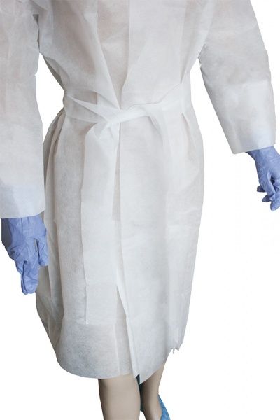 Халат из спанбонда на завязках 50 г/кв. м р. XXXL рост универсальный белый