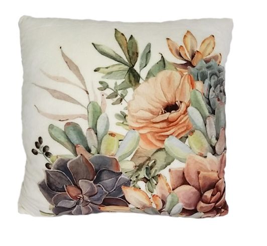 Подушка декоративная Суккуленты 28x28 см молочный с принтом Анна 