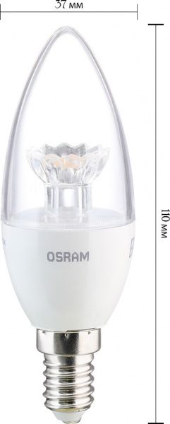 Лампа светодиодная Osram C37 5,4 Вт E14 3000 К 220-240 В прозрачная 4052899971813 